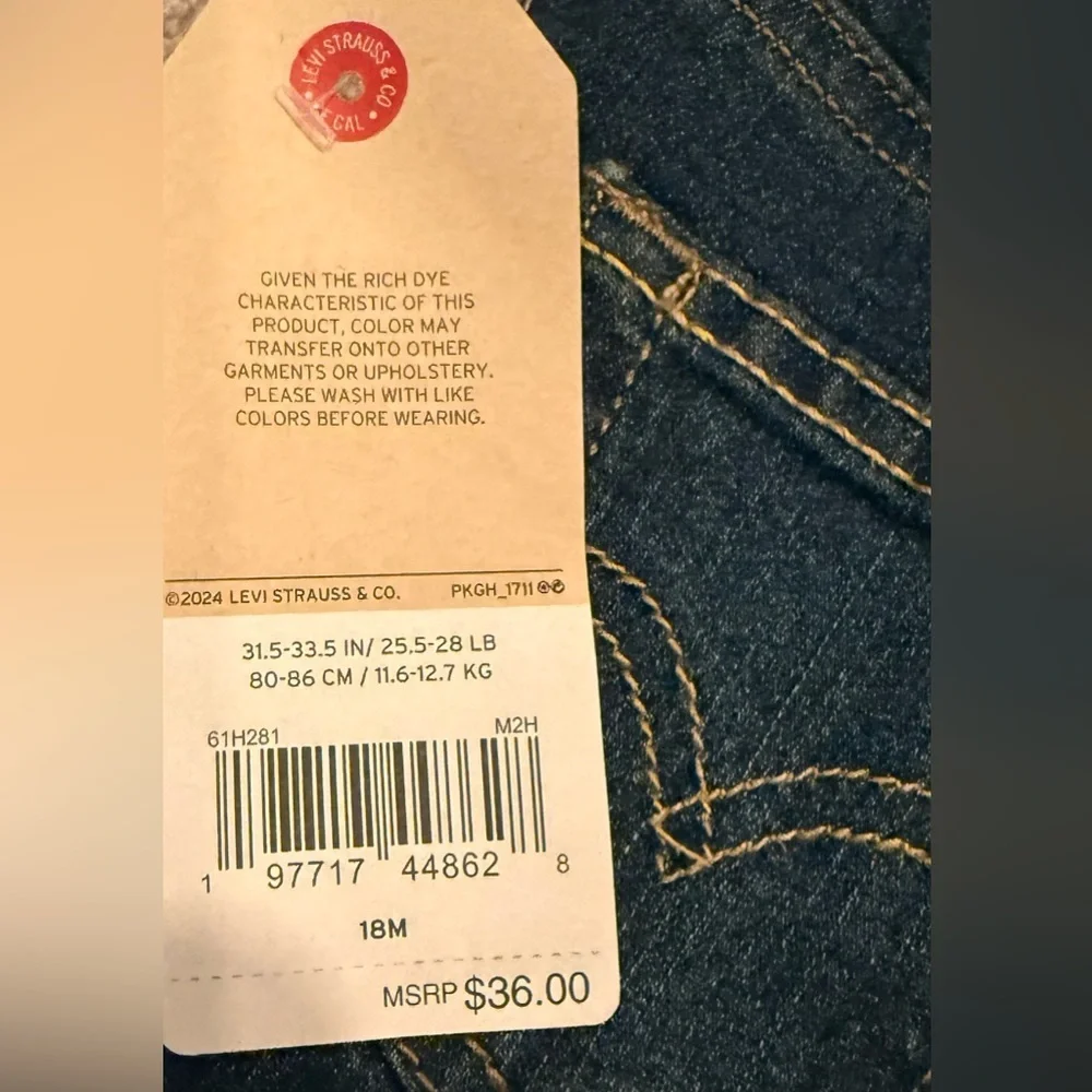 NWT Levi’s 511 slim dark wash jeans size boys 18 months
